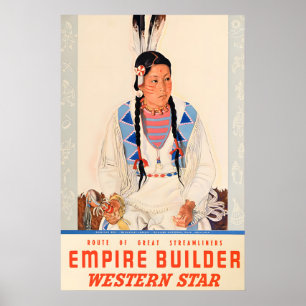 Empire Builder - Western Star - Vintage Travel Poster