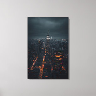 Empire Glow – Cinematic Night Skyline Canvas Print