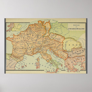Empire of Charlemagne Map (1886) Poster