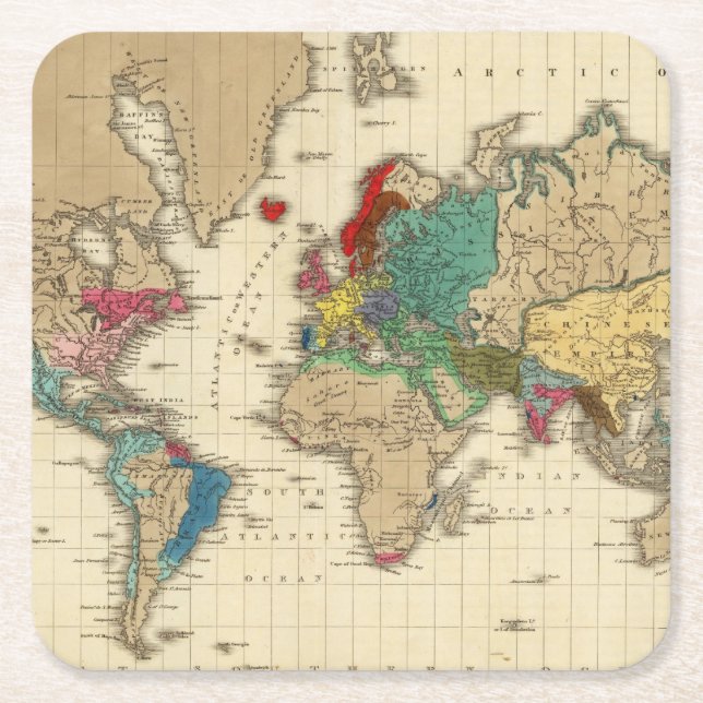 Empire of Napoleon Bonaparte 1811 AD Square Paper Coaster (Front)