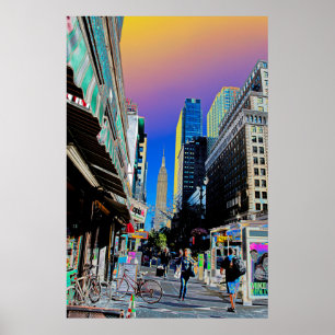 Empire Sate Building from 42nd St New York Poster