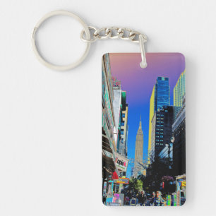 Empire Sate Building from 42nd St New York Poster Key Ring