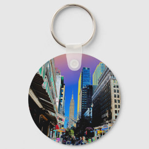 Empire Sate Building from 42nd St New York Poster Key Ring