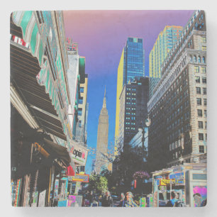 Empire Sate Building from 42nd St New York Poster  Stone Coaster