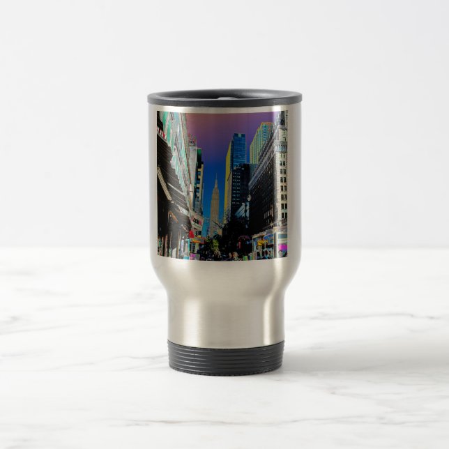 Empire Sate Building from 42nd St New York Poster  Travel Mug (Center)
