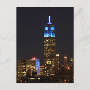 Empire State Building 30 Rock in blue for Autism 2 Postcard