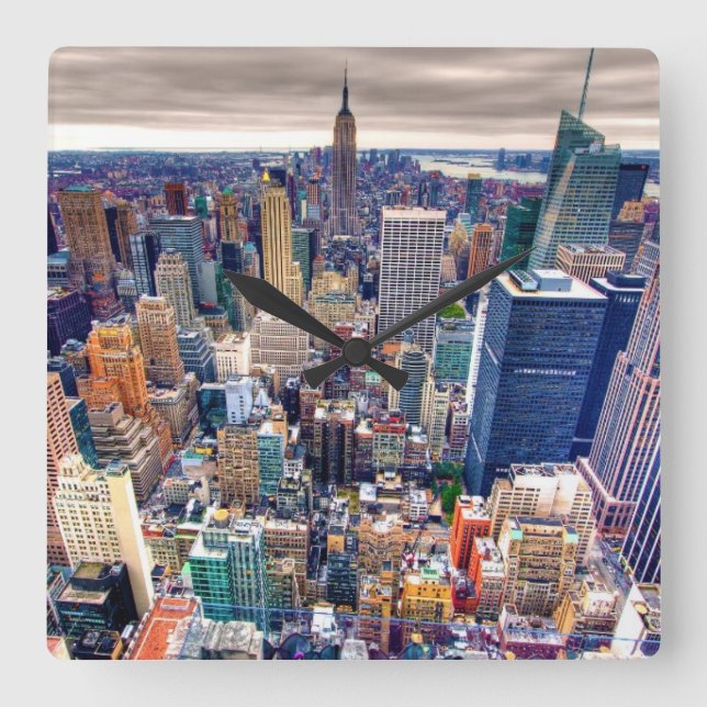 Empire State Building and Midtown Manhattan Square Wall Clock (Front)