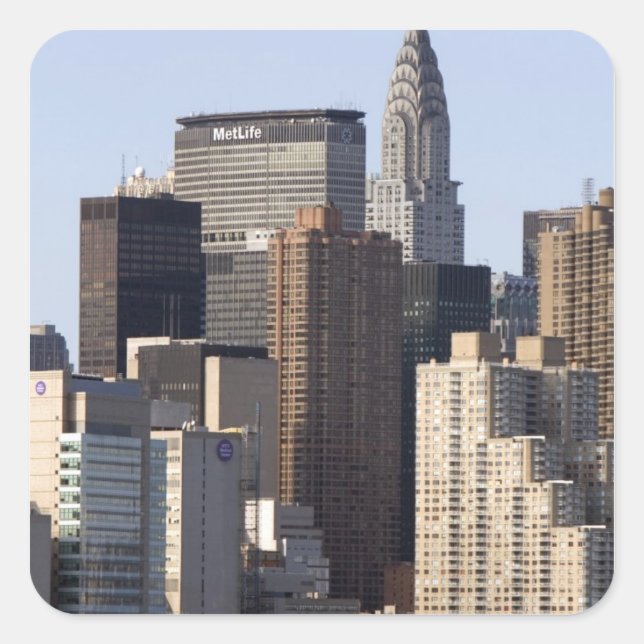 Empire State Building and New York City, New Square Sticker (Front)
