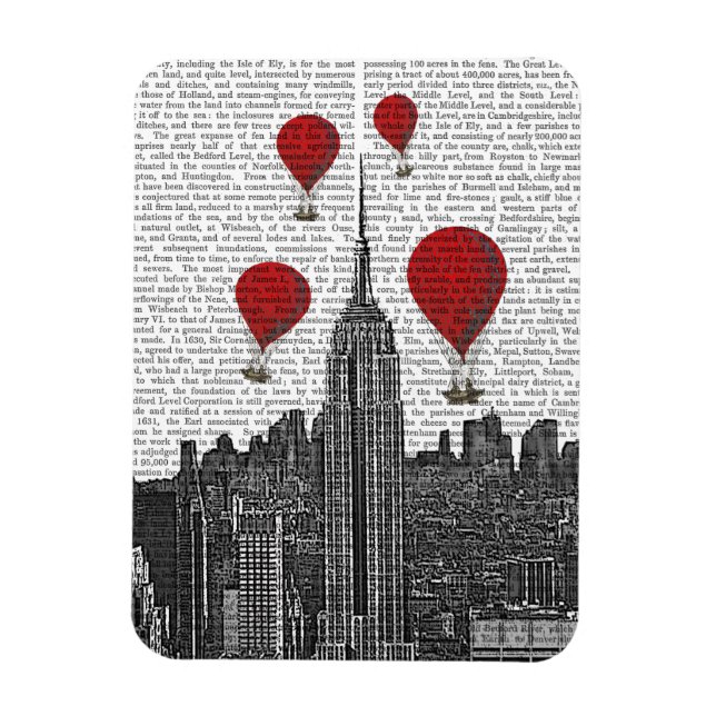 Empire State Building and Red Hot Air Balloons Magnet (Vertical)