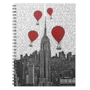 Empire State Building and Red Hot Air Balloons Notebook