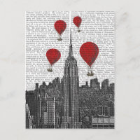 Empire State Building and Red Hot Air Balloons