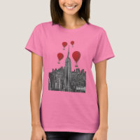 Empire State Building and Red Hot Air Balloons