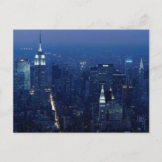 Empire State Building at Night, New York City Postcard (Front)