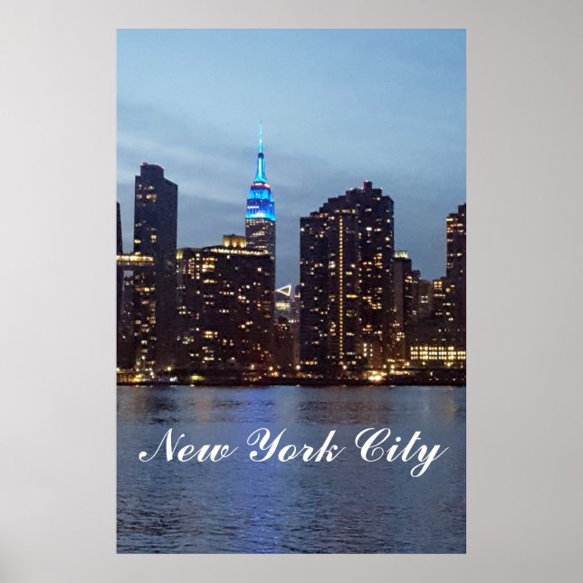 EMPIRE STATE BUILDING LIT UP IN BLUE POSTER (Front)