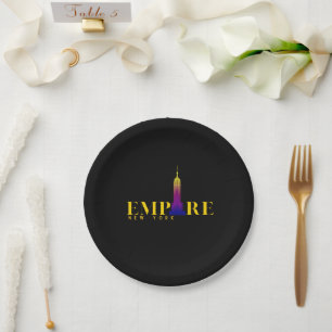 Empire State Building-New York-Vibrant Gold Paper Plate
