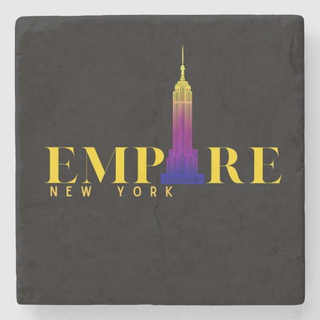 Empire State Building-New York-Vibrant Gold Stone Coaster (Front)
