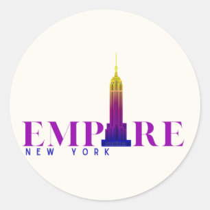 Empire State Building-New York-Vibrant Purple- Classic Round Sticker