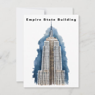 Empire State Building New York Watercolor  Postcard