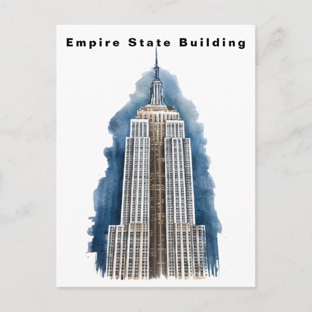 Empire State Building New York Watercolor  Postcard (Front)