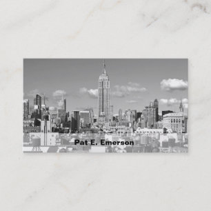 Empire State Building NYC Skyline Puffy Clouds BW Business Card