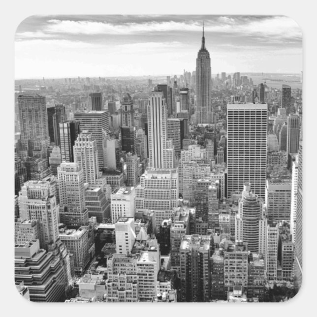 Empire States Building Black White New York City Square Sticker (Front)
