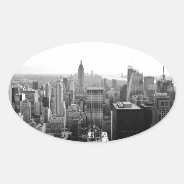 Empire States Building Manhattan Oval Sticker (Front)
