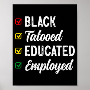 Employed Educated Tattooed Black History T Shirt Poster