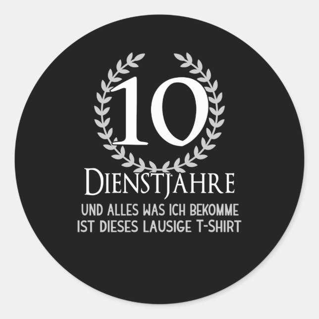 Employee 10 Year Corporate Anniversary Company Classic Round Sticker (Front)