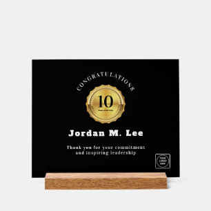 Employee 10 Year Gold Acrylic Sign
