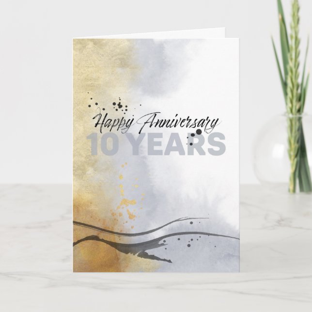 Employee 10th Anniversary Artistic Ink Abstract Card (Front)