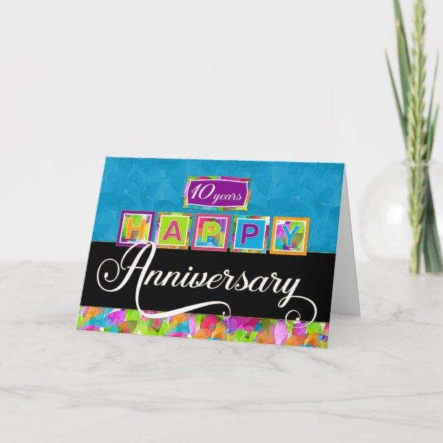 Employee 10th  Anniversary - Colourful Card (Front)
