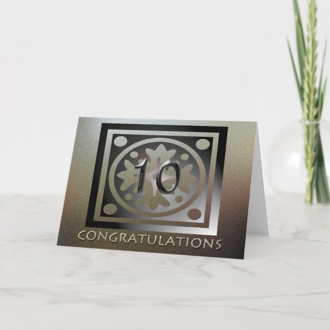 Employee 10th Anniversary Elegant Golden Card (Front)