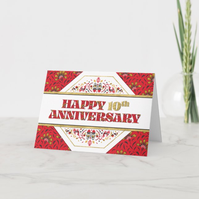 Employee 10th Anniversary Pattern Decorative Card (Front)