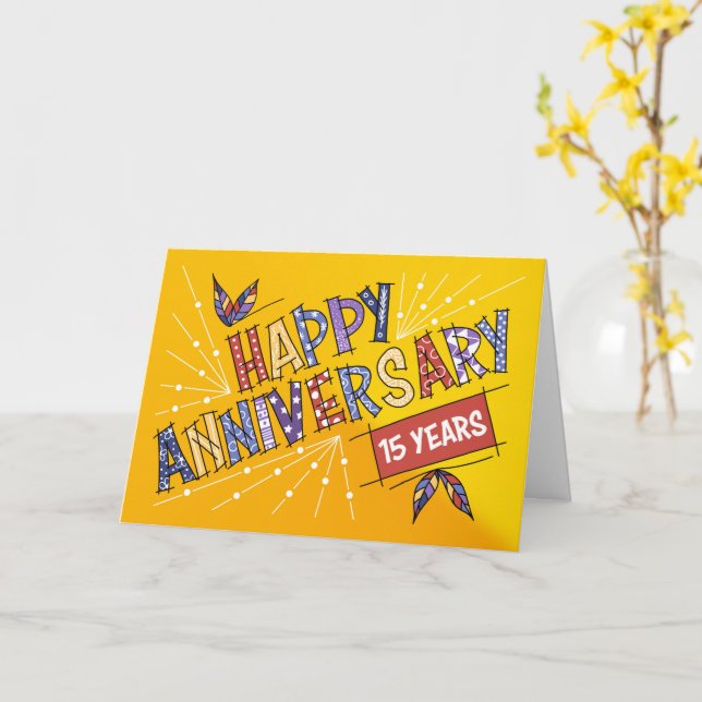 Employee 15th Anniversary Bright Colours Card (Yellow Flower)