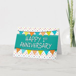 Employee 1st Anniversary Colourful Triangles Card