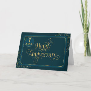 Employee 1st Anniversary Elegant Jade Corporate Card