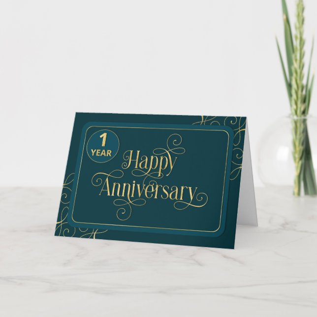 Employee 1st Anniversary Elegant Jade Corporate Card (Front)