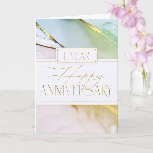 Employee 1st Anniversary Soft Abstract Card (Orchid)