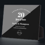 Employee 20 years of service Custom logo Plaque<br><div class="desc">Celebrate a decade of dedication and commitment with our Employee 20 Years of Service Custom Logo plaque Award. It's important to recognize and appreciate your employees for their years of service, and this elegant easel plaque is the great way to convey your appreciation. The award features a sleek black and...</div>