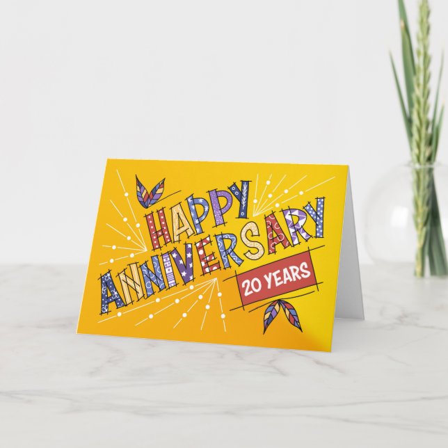 Employee 20th Anniversary Bright Colours Card (Front)