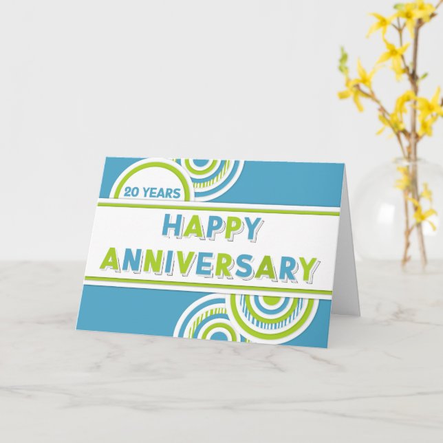 Employee 20th Anniversary Colourful Circles Card (Yellow Flower)