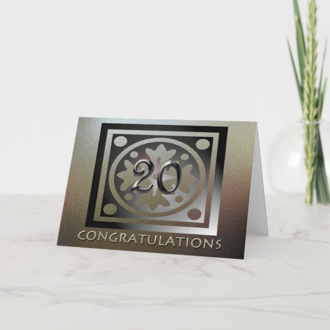 Employee 20th Anniversary Elegant Golden Card (Front)