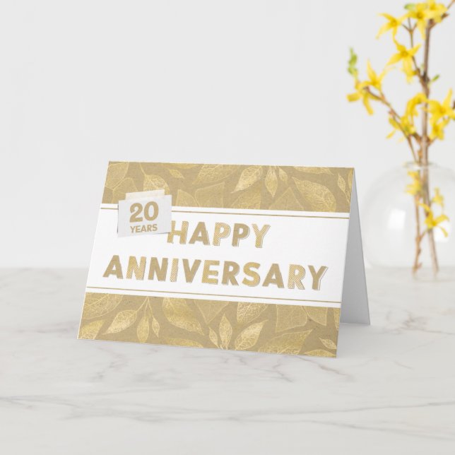 Employee 20th Anniversary Neutral and Gold Colours Card (Yellow Flower)