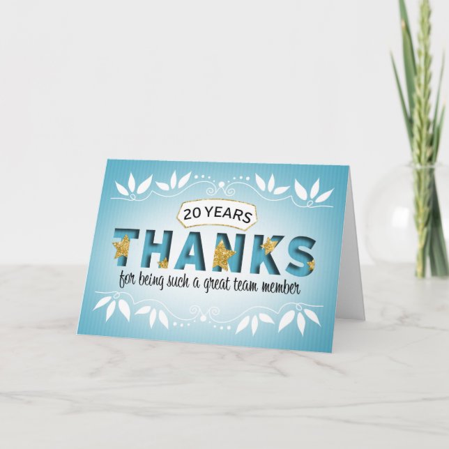 Employee 20th Anniversary Thanks Card (Front)