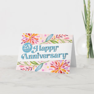 Employee 25th Anniversary Colourful Watercolor Card