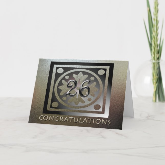 Employee 26th Anniversary Elegant Golden Card (Front)