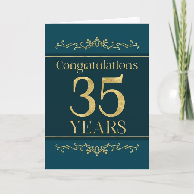 Employee 35th Anniversary Stylish Formal Elegant Card (Front)