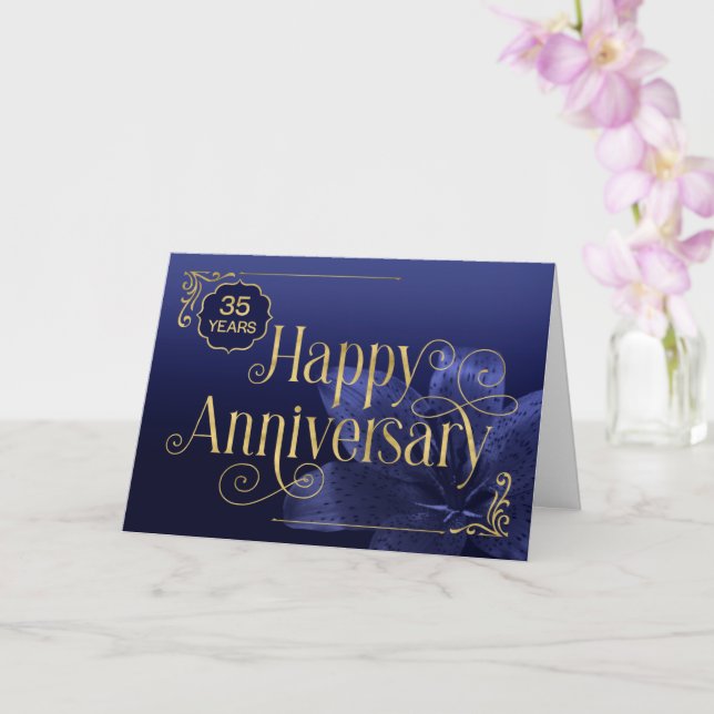 Employee 35th Anniversary Swirly Text Card (Orchid)