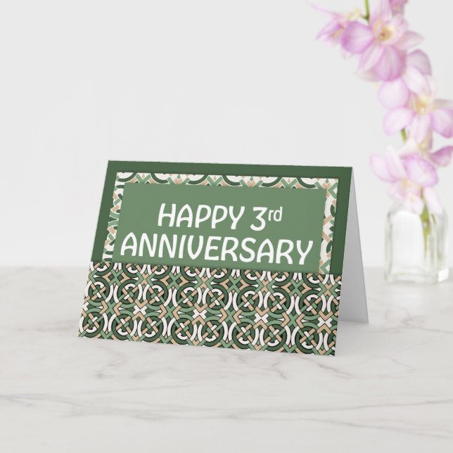 Employee 3rd Anniversary Green Pattern Card (Orchid)