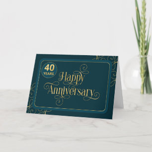 Employee 40th Anniversary Elegant Jade Corporate Card
